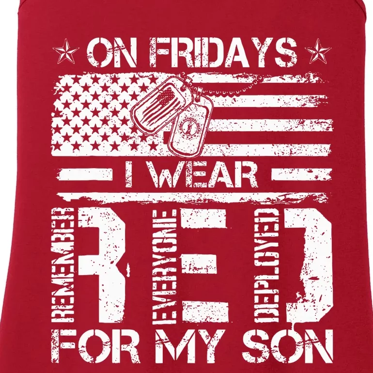 Proud Army National Guard Mom On Fridays I We Wear Red Ladies Essential Tank