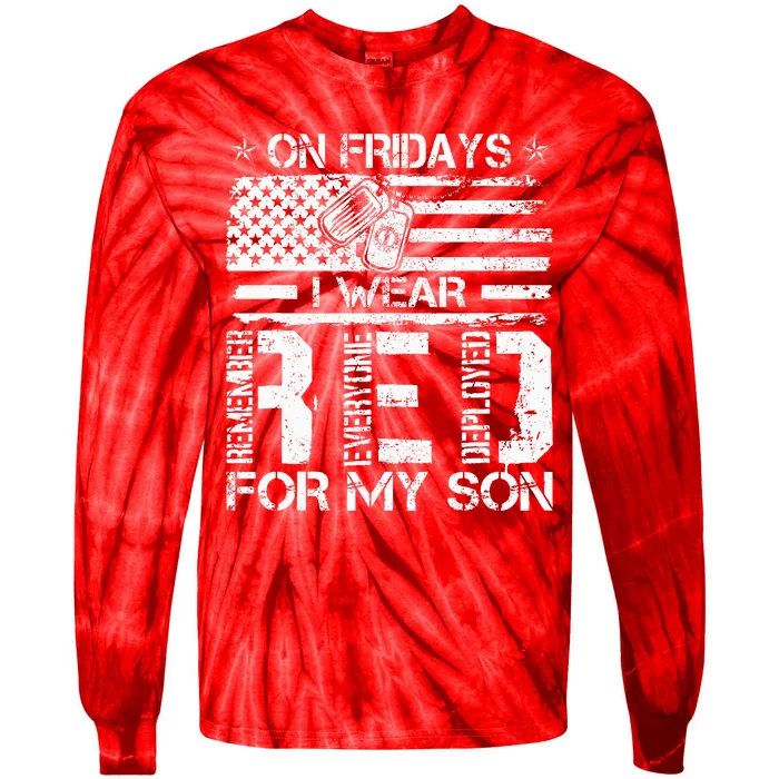 Proud Army National Guard Mom On Fridays I We Wear Red Tie-Dye Long Sleeve Shirt