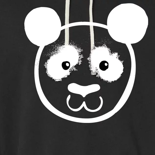 Panda Bear Face Silhouette Garment-Dyed Fleece Hoodie