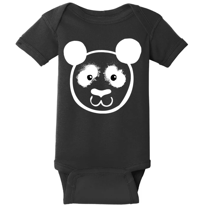 Panda Bear Face Silhouette Baby Bodysuit