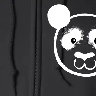 Panda Bear Face Silhouette Full Zip Hoodie