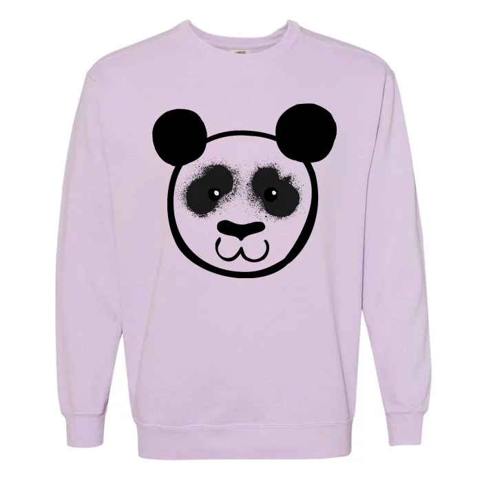 Panda Bear Face Silhouette Garment-Dyed Sweatshirt