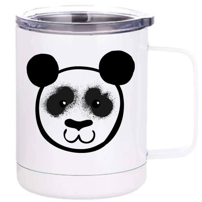 Panda Bear Face Silhouette Front & Back 12oz Stainless Steel Tumbler Cup