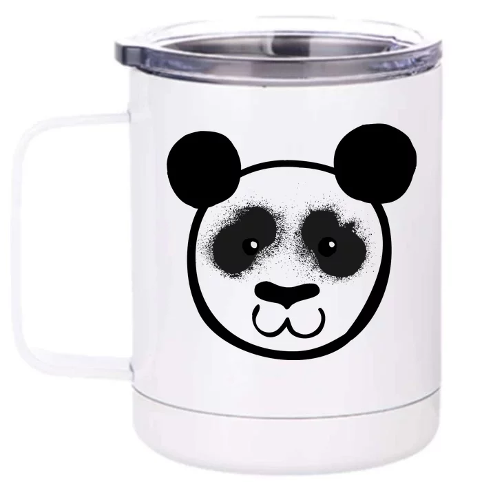 Panda Bear Face Silhouette Front & Back 12oz Stainless Steel Tumbler Cup