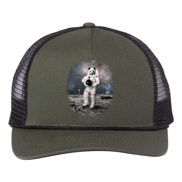 Panda In Space Astronaut Retro Rope Trucker Hat Cap