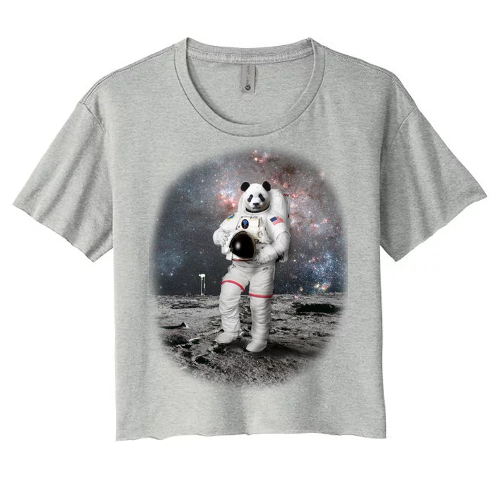 Panda In Space Astronaut Women's Crop Top Tee