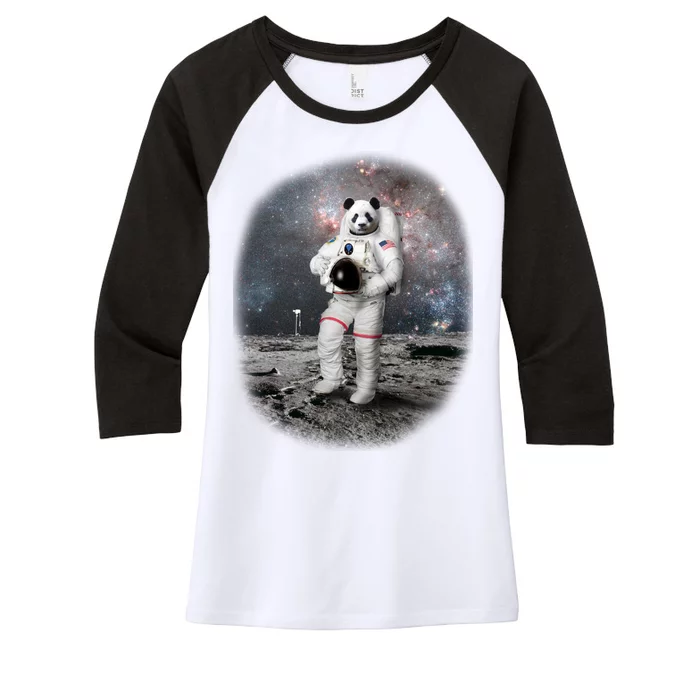 Panda In Space Astronaut Women's Tri-Blend 3/4-Sleeve Raglan Shirt