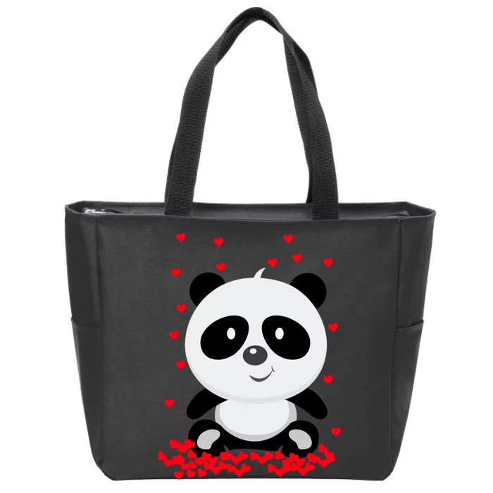 Panda Love Zip Tote Bag