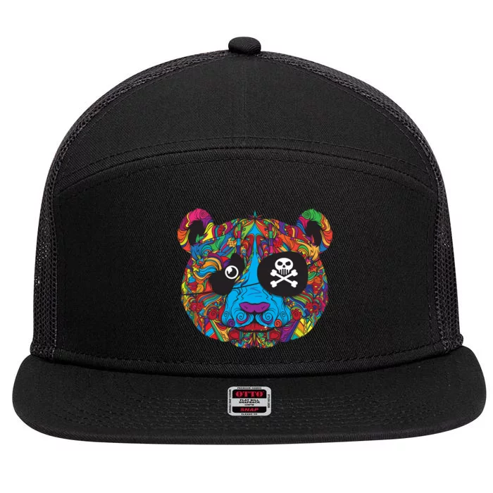 Panda Pirate Abstract 7 Panel Mesh Trucker Snapback Hat