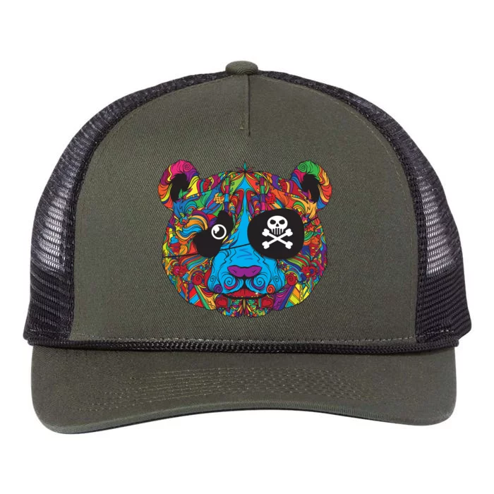 Panda Pirate Abstract Retro Rope Trucker Hat Cap