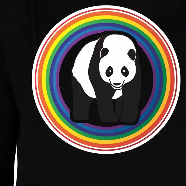 Panda Rainbow Womens Funnel Neck Pullover Hood