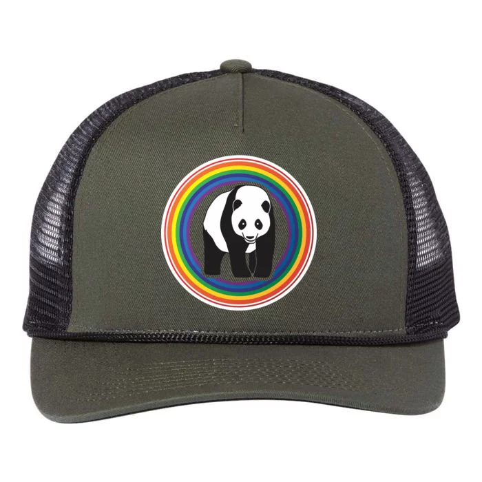 Panda Rainbow Retro Rope Trucker Hat Cap