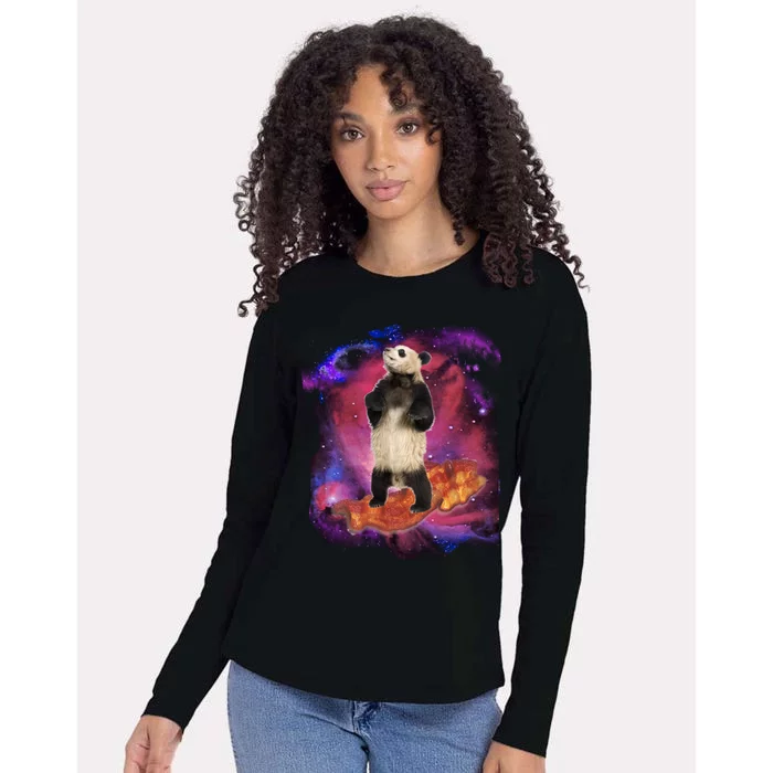 Panda Surfing Bacon In Space Womens Cotton Relaxed Long Sleeve T-Shirt