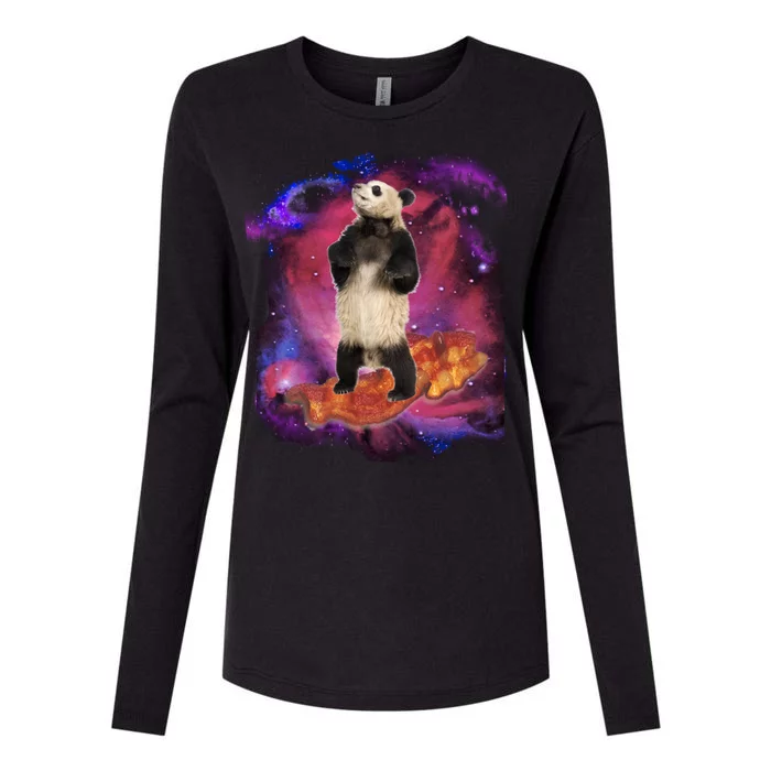 Panda Surfing Bacon In Space Womens Cotton Relaxed Long Sleeve T-Shirt