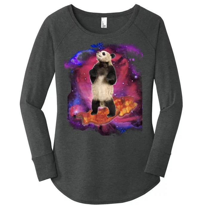 Panda Surfing Bacon In Space Women's Perfect Tri Tunic Long Sleeve Shirt