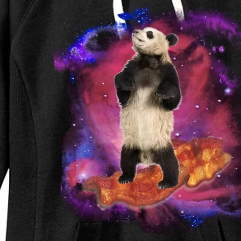 Panda Surfing Bacon In Space Women's Fleece Hoodie