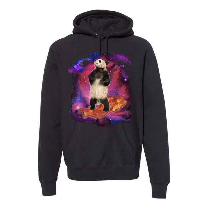 Panda Surfing Bacon In Space Premium Hoodie