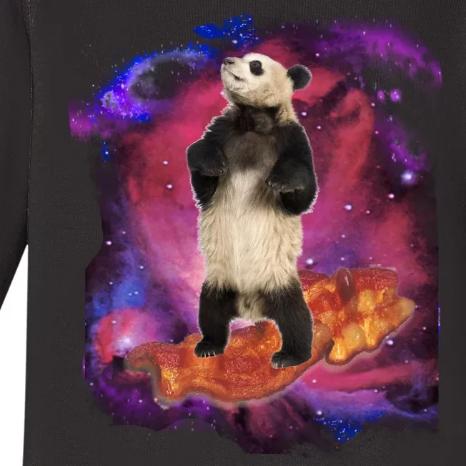 Panda Surfing Bacon In Space Baby Long Sleeve Bodysuit