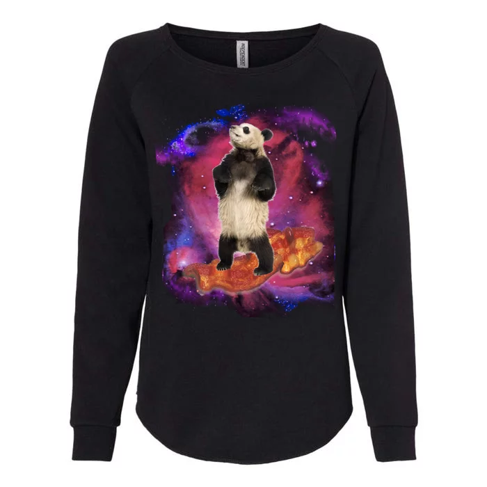 Panda Surfing Bacon In Space Womens California Wash Sweatshirt