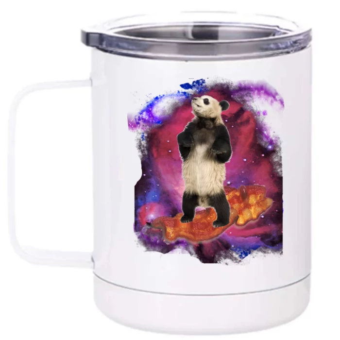 Panda Surfing Bacon In Space Front & Back 12oz Stainless Steel Tumbler Cup