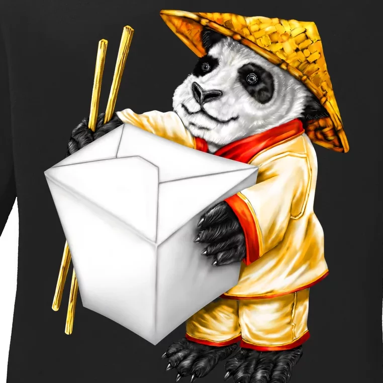 Panda Takeout Ladies Long Sleeve Shirt