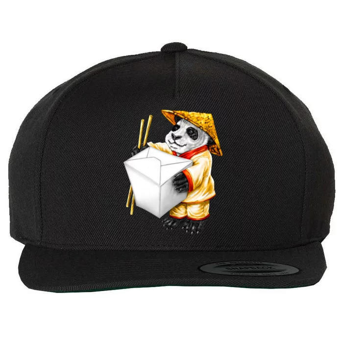 Panda Takeout Wool Snapback Cap