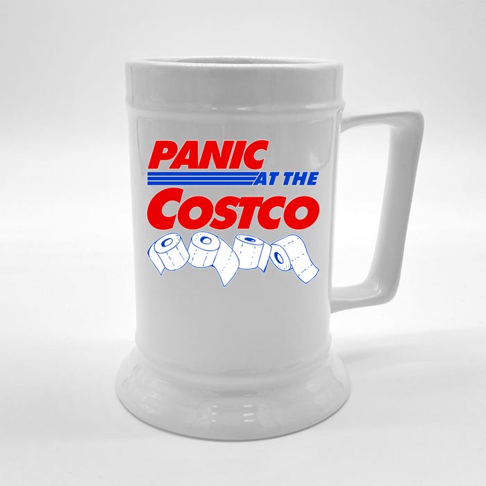 Panic At The Costco Toilet Paper Virus Pandemic Front & Back Beer Stein