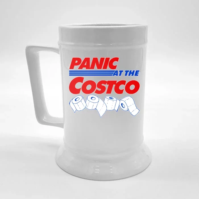 Panic At The Costco Toilet Paper Virus Pandemic Front & Back Beer Stein