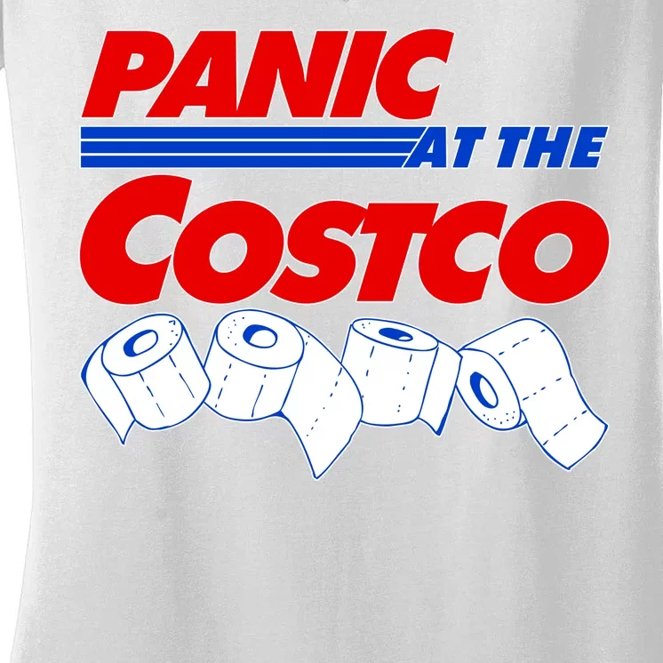 Panic At The Costco Toilet Paper Virus Pandemic Women's V-Neck T-Shirt