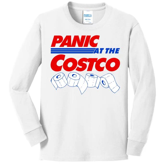 Panic At The Costco Toilet Paper Virus Pandemic Kids Long Sleeve Shirt