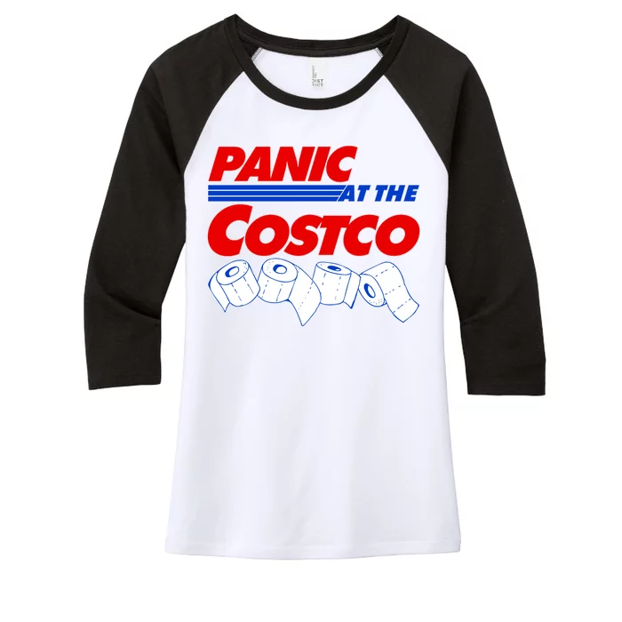 Panic At The Costco Toilet Paper Virus Pandemic Women's Tri-Blend 3/4-Sleeve Raglan Shirt