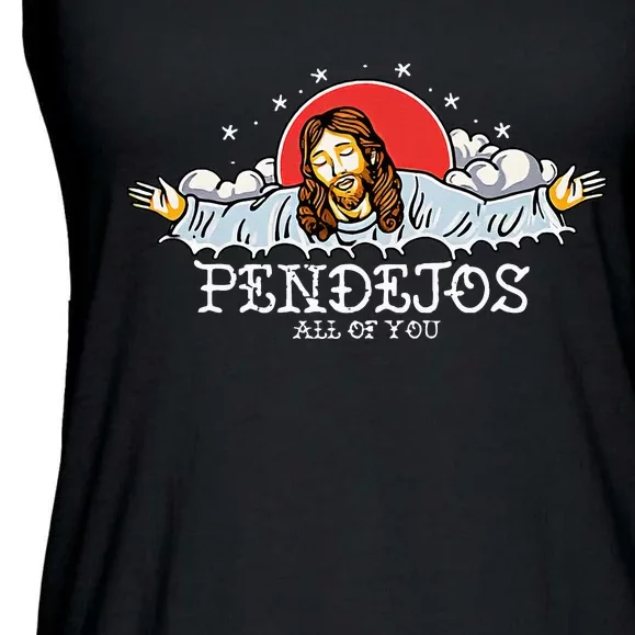 Pendejos All of You Sarcastic Jesus Christian Humor Retro Ladies Essential Flowy Tank