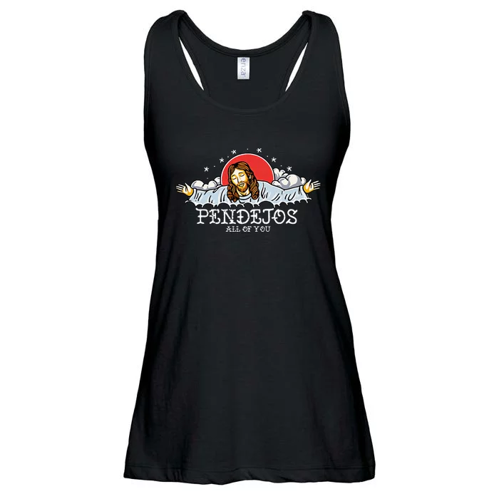 Pendejos All of You Sarcastic Jesus Christian Humor Retro Ladies Essential Flowy Tank