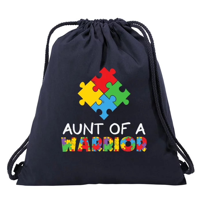 Proud Aunt Of A Warrior Autism Awareness, Wo Auntie Gift Drawstring Bag