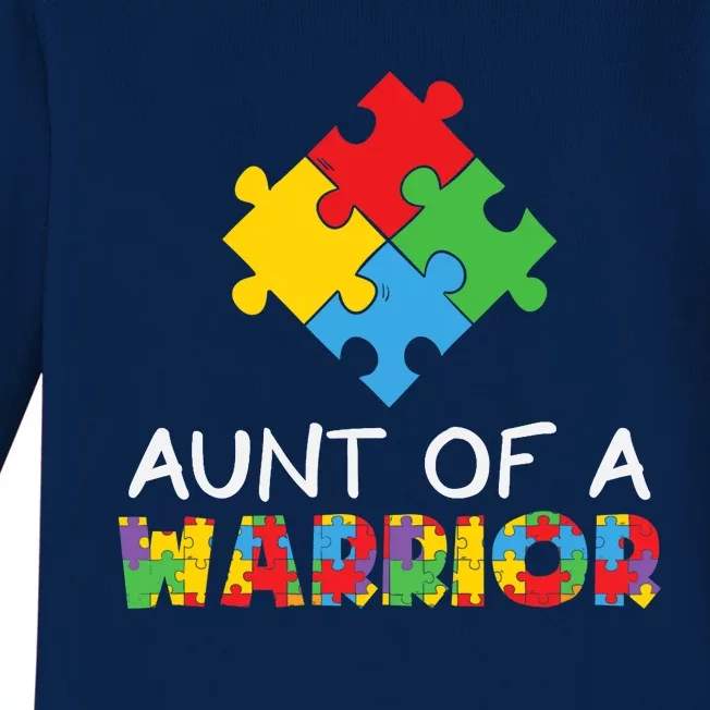 Proud Aunt Of A Warrior Autism Awareness, Wo Auntie Gift Baby Long Sleeve Bodysuit