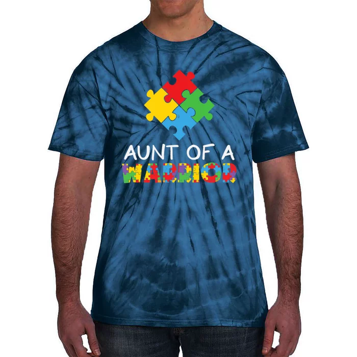 Proud Aunt Of A Warrior Autism Awareness, Wo Auntie Gift Tie-Dye T-Shirt