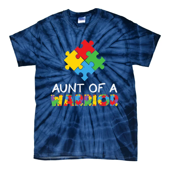 Proud Aunt Of A Warrior Autism Awareness, Wo Auntie Gift Tie-Dye T-Shirt