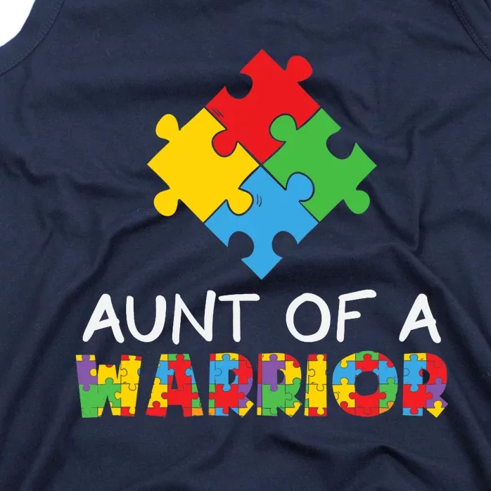 Proud Aunt Of A Warrior Autism Awareness, Wo Auntie Gift Tank Top