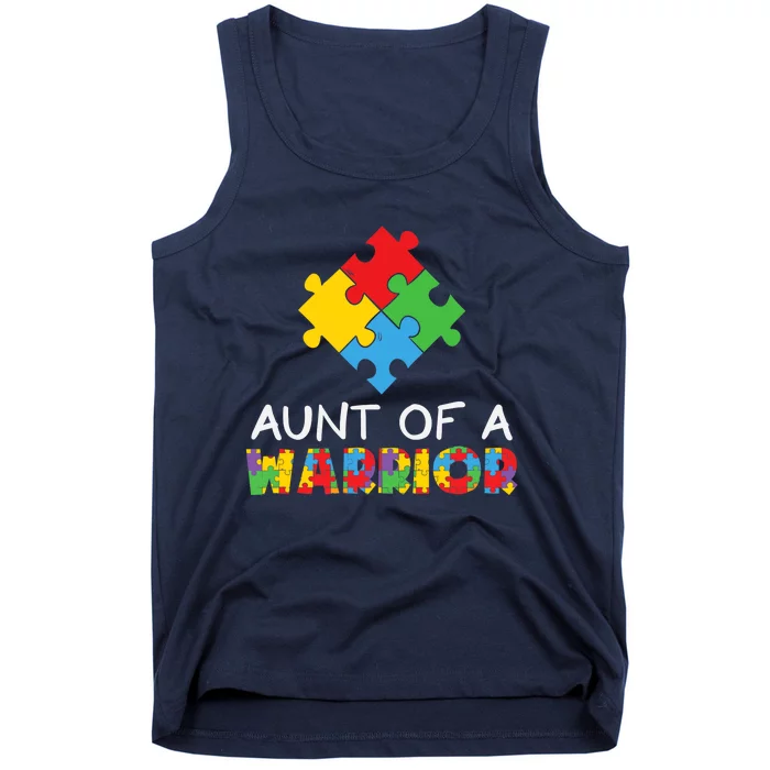 Proud Aunt Of A Warrior Autism Awareness, Wo Auntie Gift Tank Top