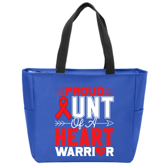 Proud Aunt Of A Heart Warrior Heart Disease Awareness Month Gift Zip Tote Bag