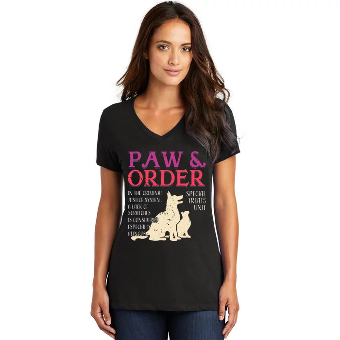 Paw And Order Special Feline Unit Pets Training Dog Cat Women's V-Neck T-Shirt