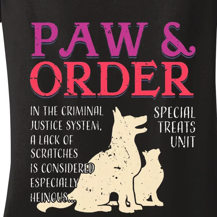 Paw And Order Special Feline Unit Pets Training Dog Cat Women's V-Neck T-Shirt