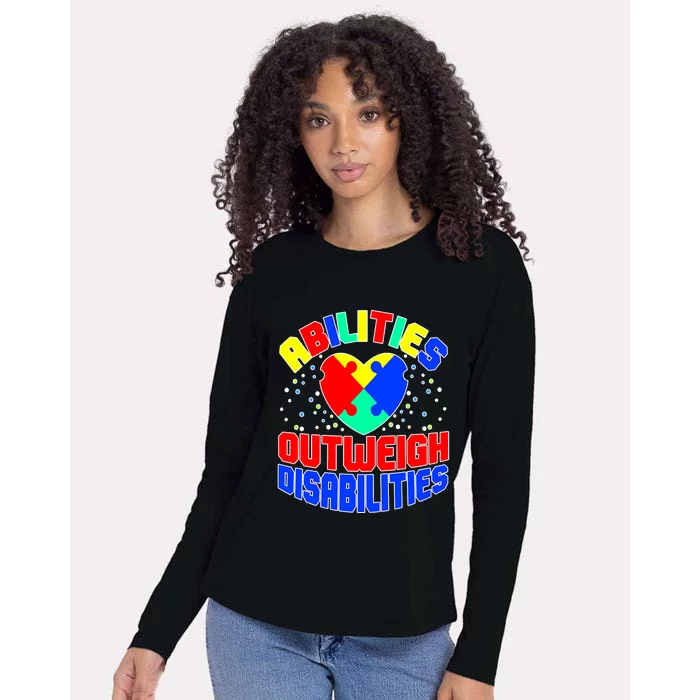 Proud Abilities Outweigh Disabilities Autism Womens Cotton Relaxed Long Sleeve T-Shirt