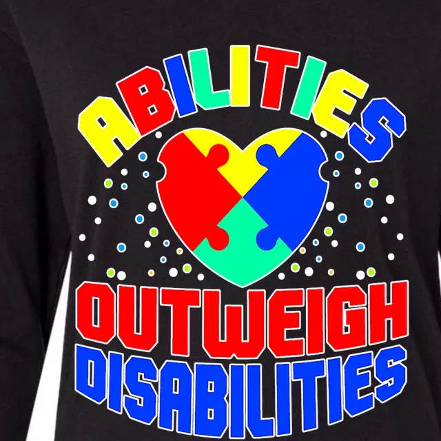 Proud Abilities Outweigh Disabilities Autism Womens Cotton Relaxed Long Sleeve T-Shirt