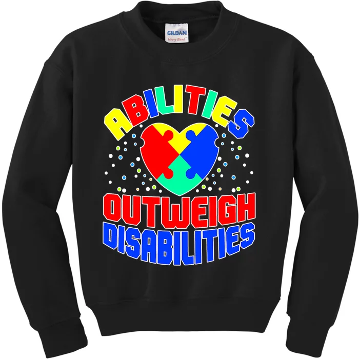 Proud Abilities Outweigh Disabilities Autism Kids Sweatshirt