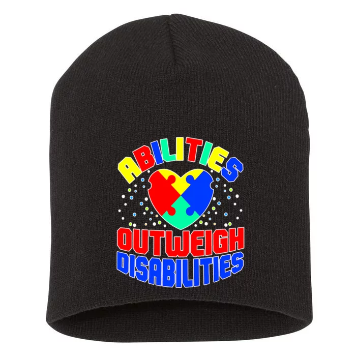 Proud Abilities Outweigh Disabilities Autism Short Acrylic Beanie