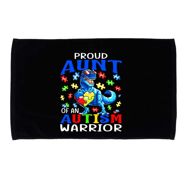 Proud Aunt Of An Autism Warrior Dinosaur Cute Gift Microfiber Hand Towel