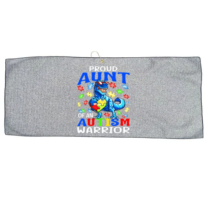 Proud Aunt Of An Autism Warrior Dinosaur Cute Gift Large Microfiber Waffle Golf Towel