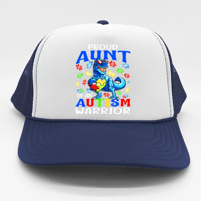 Proud Aunt Of An Autism Warrior Dinosaur Cute Gift Trucker Hat