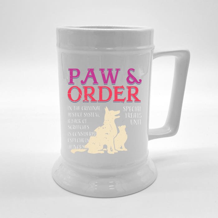 Paw And Order Special Feline Unit Pets Training Dog Cat Front & Back Beer Stein